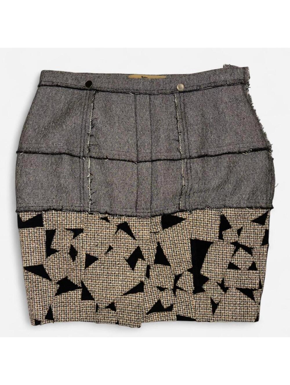 John Galliano - Patchwork Mini Skirt. Wool skirt and silk lining.
